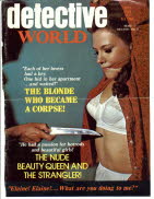 1970s archives vintage bondage classics detective magazine covers hooker Mitzi snatched hand over mouth gagging tied up suspended from a beam prostitute stripped strung up call girls bound and gagged with panties