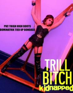 trussedup.com - PVC Thigh high boots Becca bondage babe tied up strapped to a St. Andrews cross thumbnail