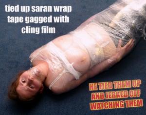 trussedup.com - Saran wrap gagged with cling film rich bitch tied up hostage bondage thumbnail