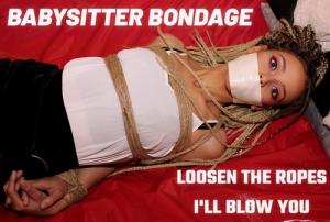trussedup.com - ebony babysitter bound and gagged part 2 tight elbow hemp rope bondage  thumbnail